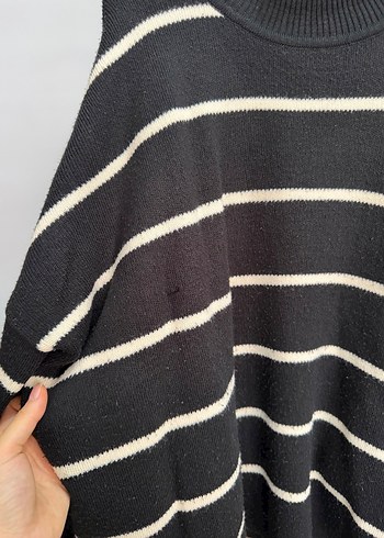 Kadın Siyah Çizgili Balıkçı Yaka Triko Kazak - Görsel 3