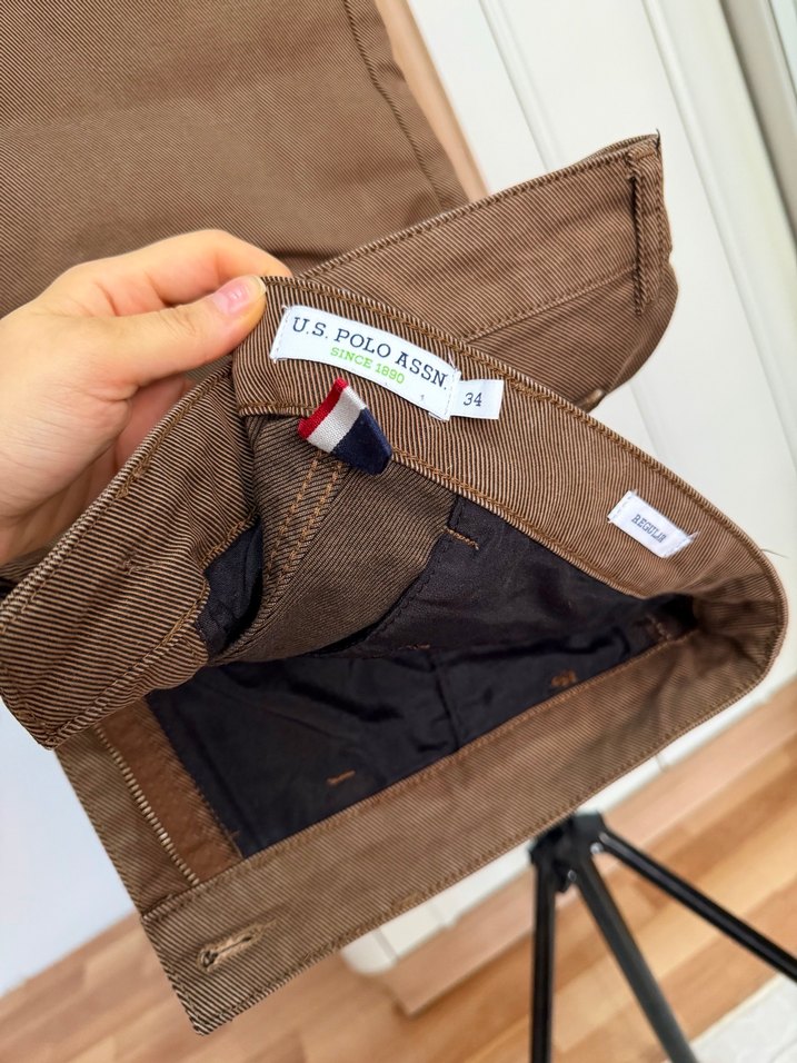 Kahverengi Kemerli Erkek Koton Pantolon - Görsel 3