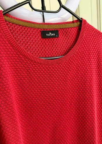 Kırmızı Erkek Triko Bisiklet Yaka Kazak - Görsel 3