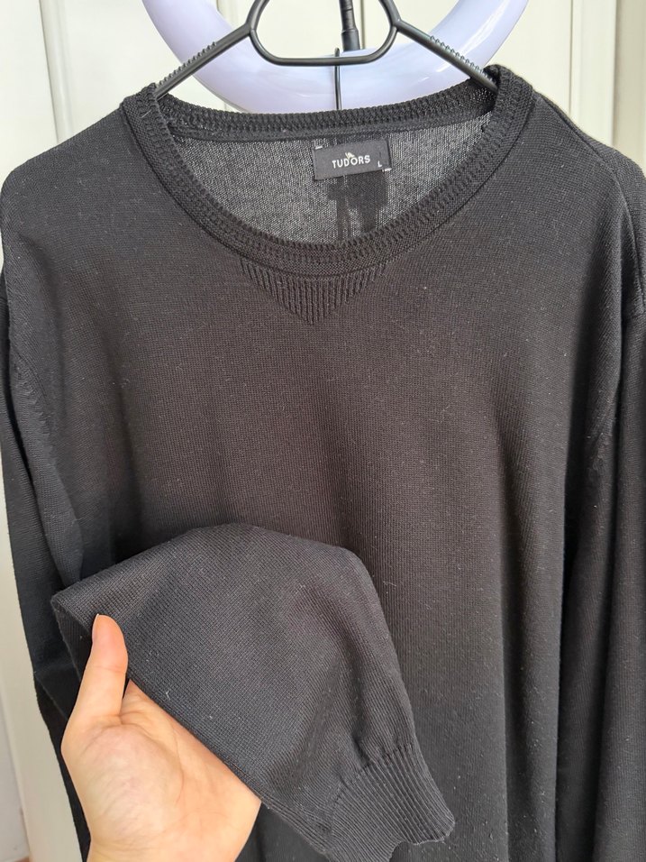 Erkek Siyah Keten Salaş Sweatshirt - Görsel 2