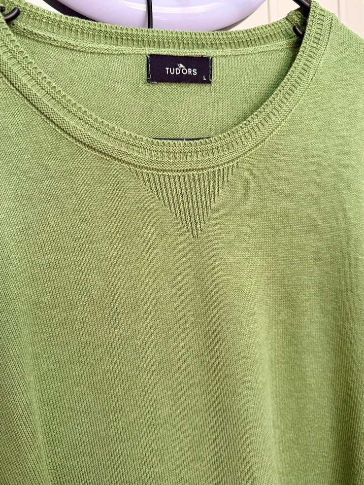 Erkek Yeşil Triko Bisiklet Yaka Kazak - Görsel 3