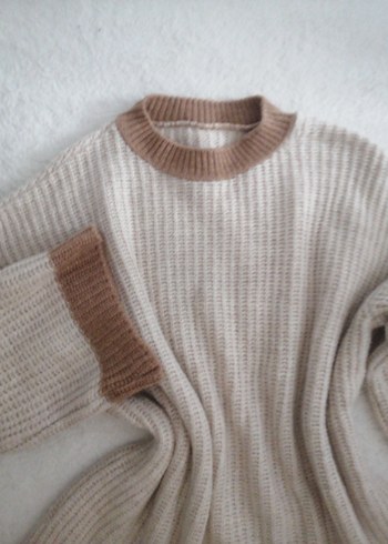 Bej Bohem Salaş Midi Triko Kazak - Görsel 2