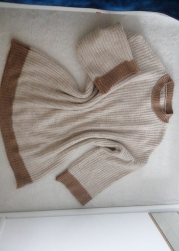 Bej Bohem Salaş Midi Triko Kazak - Görsel 3