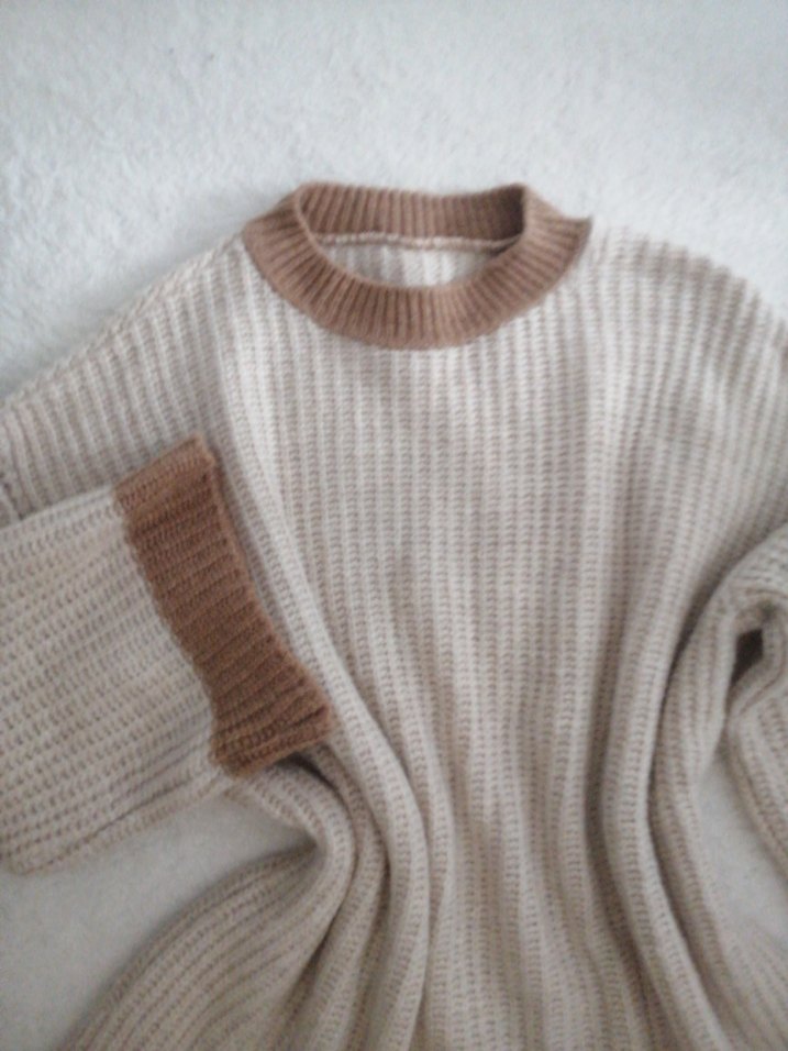 Bej Bohem Salaş Midi Triko Kazak - Görsel 2