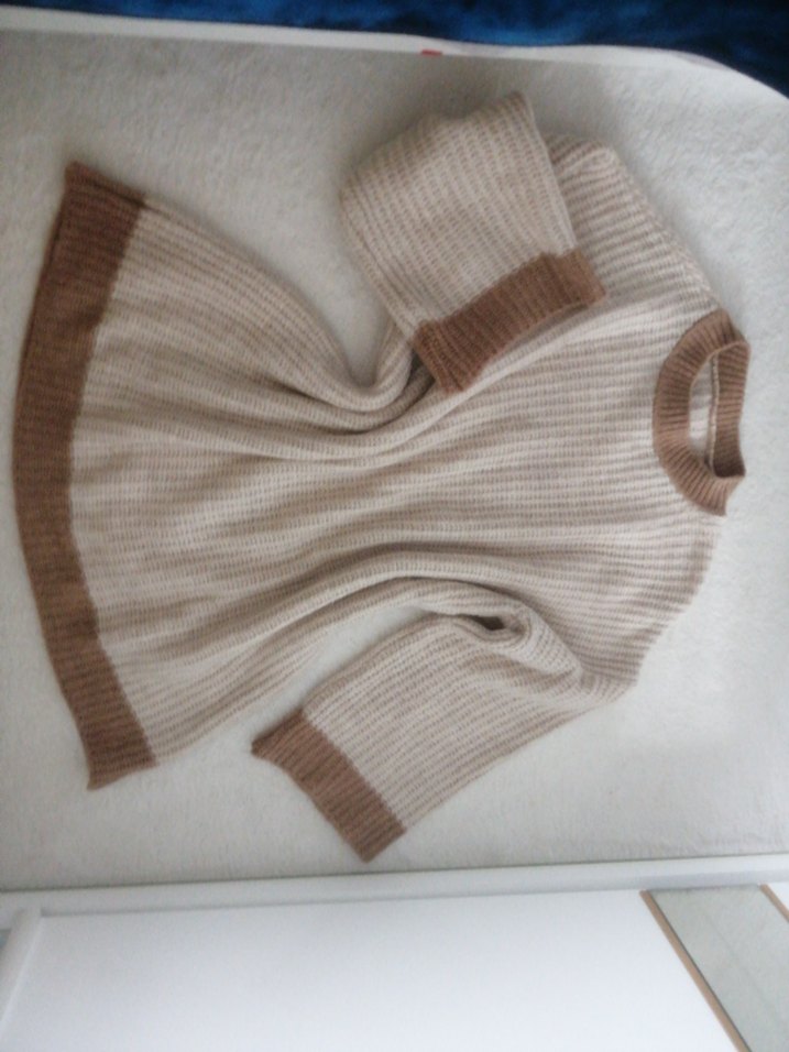 Bej Bohem Salaş Midi Triko Kazak - Görsel 3