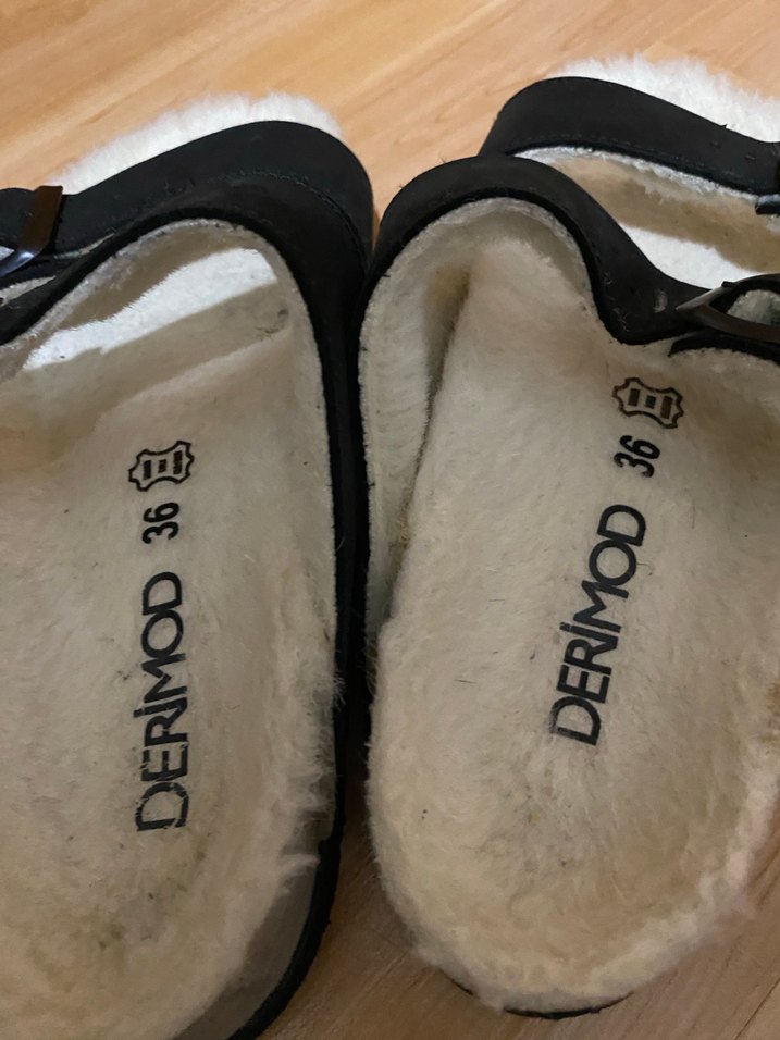 Derimod Kadın Gri Toka Detaylı Rahat deri Terlik - Görsel 3