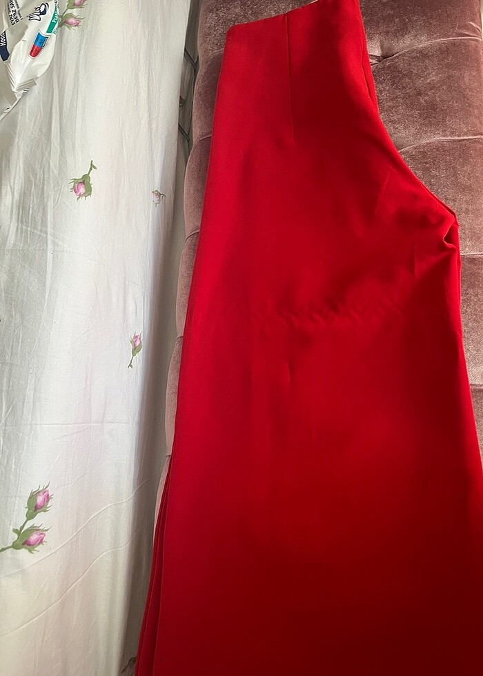 Kırmızı kumaş pantolon - Görsel 3