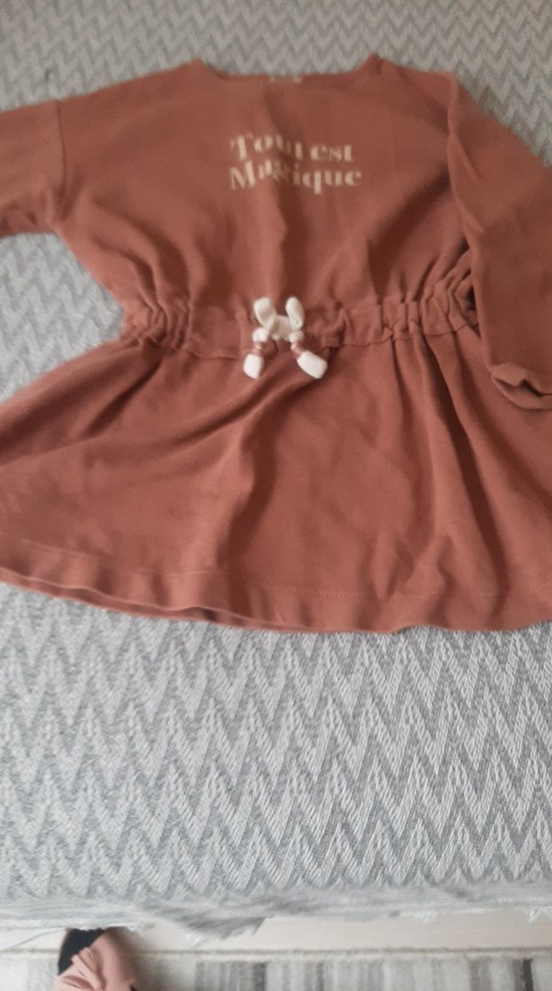 Kız Çocuk Kahverengi Fırfırlı elbise - Görsel 2