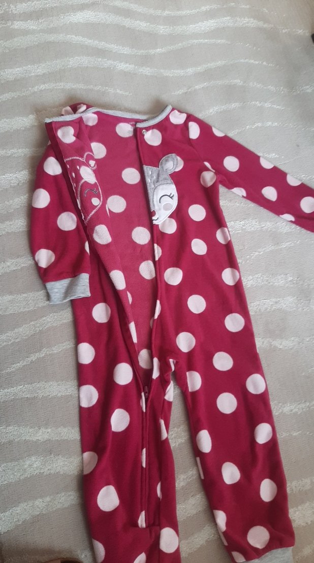 Pembe Puantiyeli Fermuarlı Bebek Tulum - Görsel 3