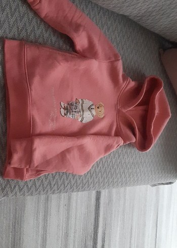 Kız Çocuk Kapüşonlu Pembe Sweatshirt - Görsel 2