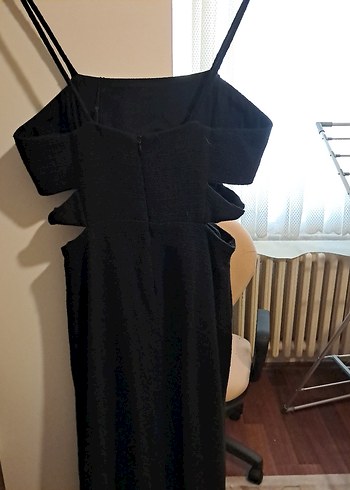 34 Beden zara siyah midi elbise