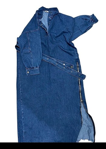 Kadın Lacivert Uzun Kot Elbise - Görsel 5