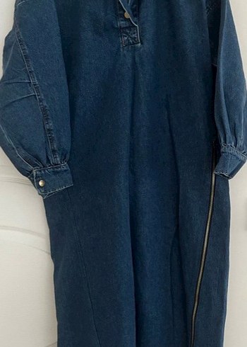 Kadın Lacivert Uzun Kot Elbise - Görsel 2