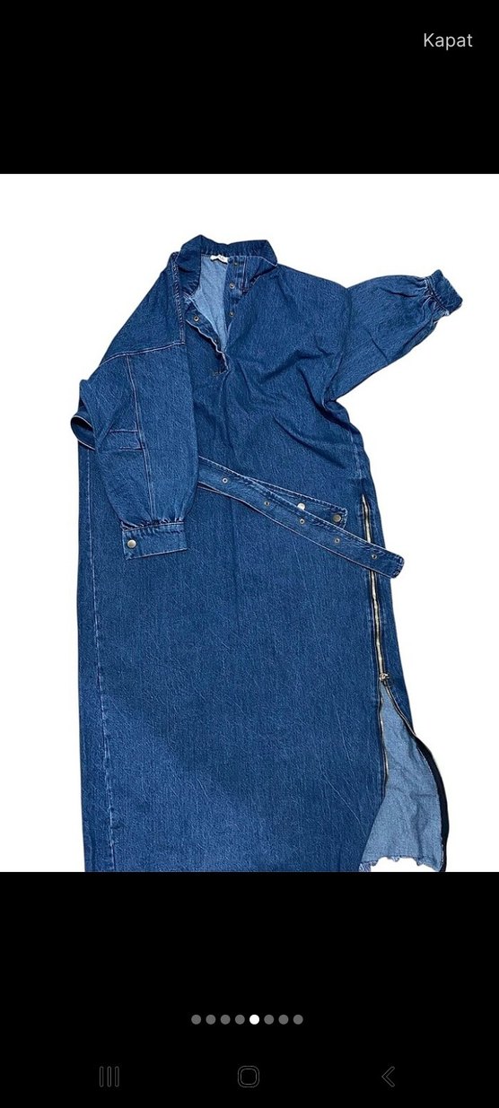 Kadın Lacivert Uzun Kot Elbise - Görsel 5