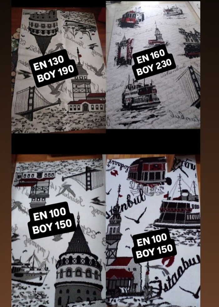 Farklı Ebatlarda istanbul desenli halılar - Görsel 3