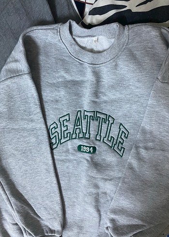 Diğer Gri Oversize Kadın Sweatshirt 1994 Baskılı
