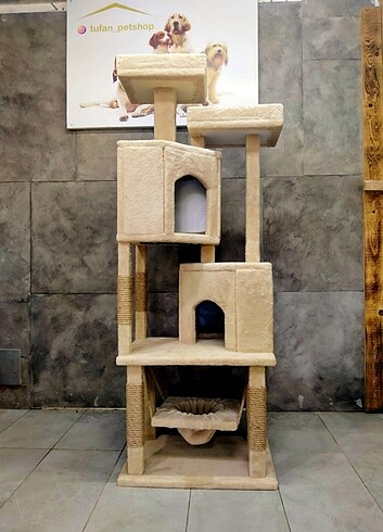 Salıncaklı kedi tırmalamalı oyun evi 