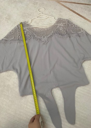 s Beden mor Renk Bohem Dantel Detaylı V Yakalı Bluz
