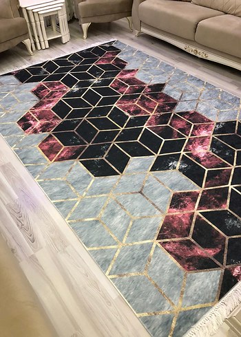 Diger Gri Soyut Desenli Modern Halı - Görsel 13