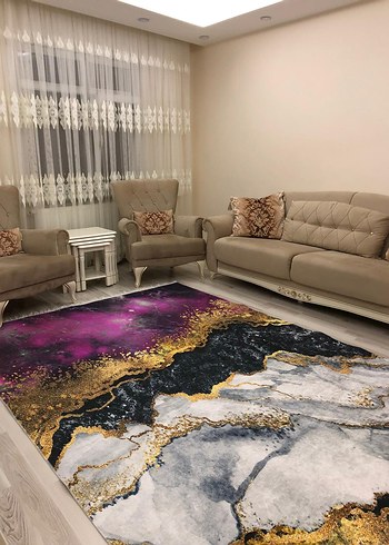 Diger Gri Soyut Desenli Modern Halı - Görsel 12