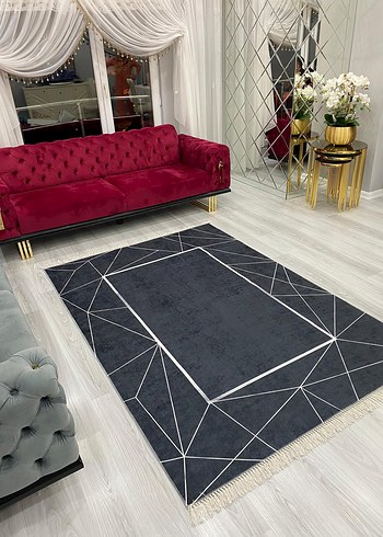 Diger Gri Soyut Desenli Modern Halı - Görsel 18