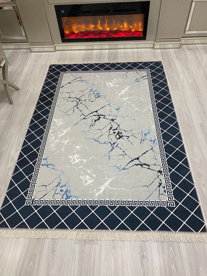 Diger Gri Soyut Desenli Modern Halı - Görsel 2