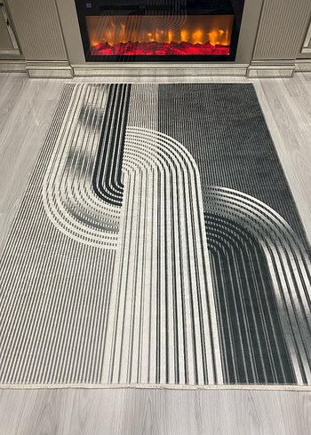 Diger Gri Soyut Desenli Modern Halı - Görsel 7