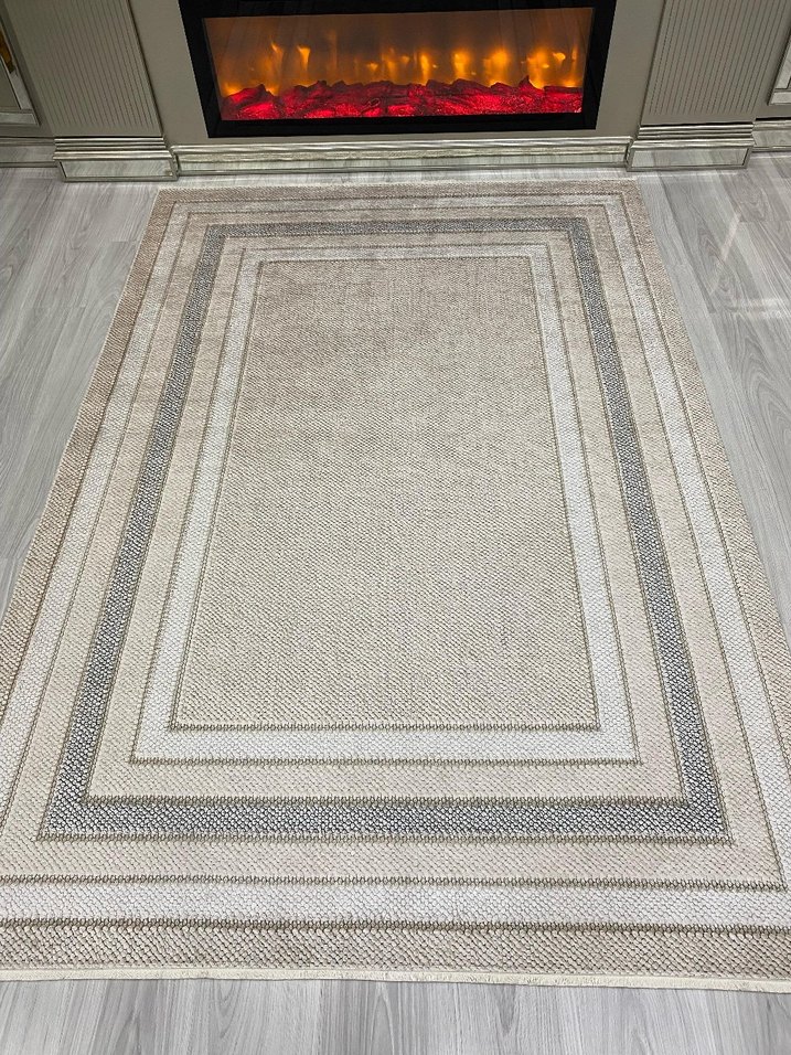 Diger Gri Soyut Desenli Modern Halı - Görsel 4