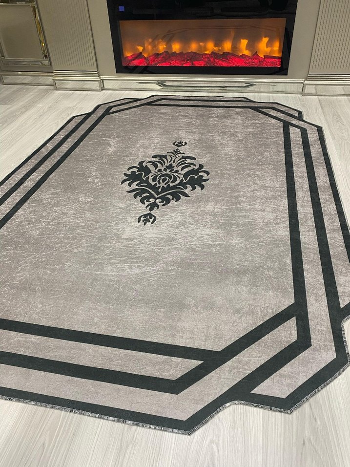 Diger Gri Soyut Desenli Modern Halı - Görsel 5