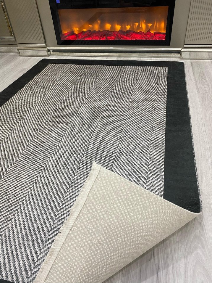 Diger Gri Soyut Desenli Modern Halı - Görsel 3