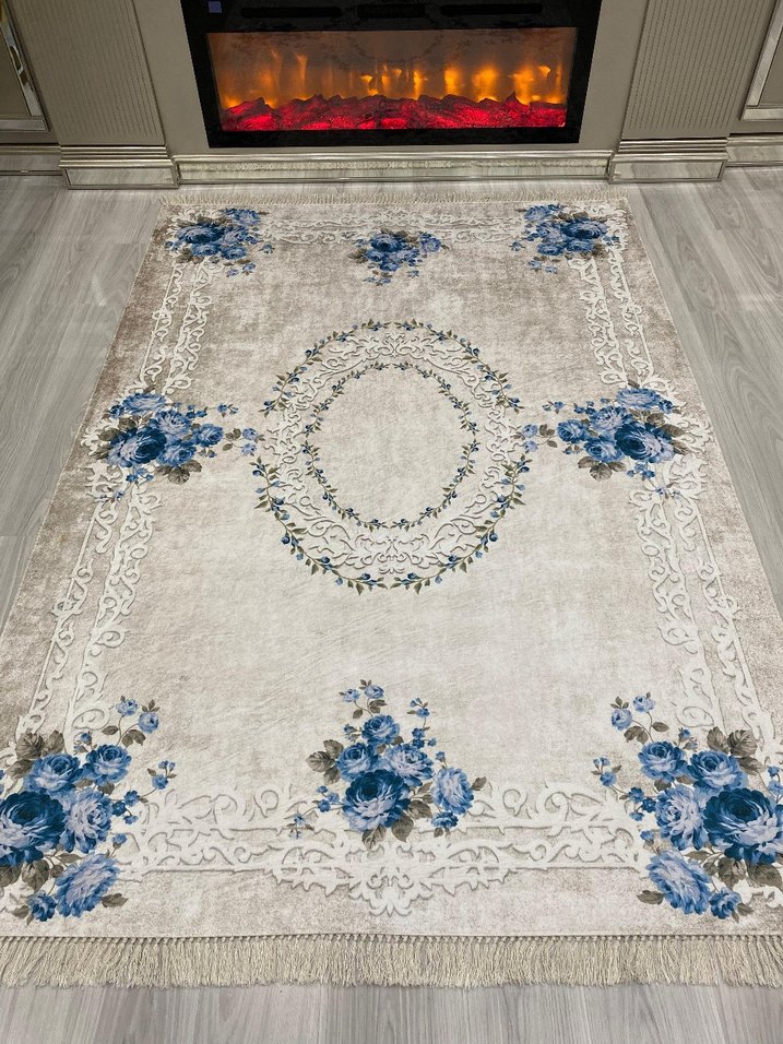 Diger Koyu Mavi Yılan Desenli Halı - Görsel 5