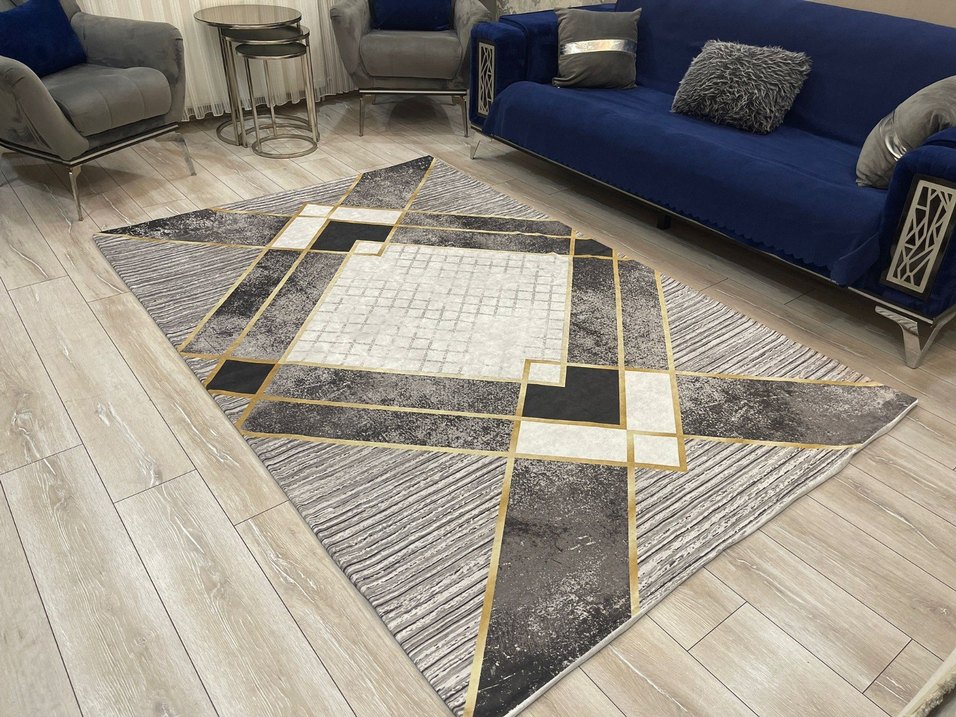 Gri Soyut Desenli Çağdaş Halı örtüsü 4 M2 650 tl 6 m2 750 tl  - Görsel 3