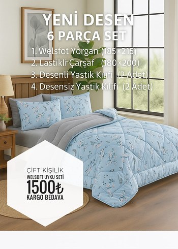 YORGAN WELSOFT ÇİFT KİŞİLİK UYKU SETİ 1500 tl kargo ücretsiz - Görsel 15