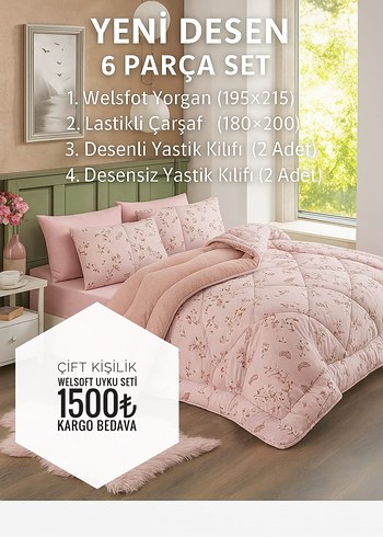 YORGAN WELSOFT ÇİFT KİŞİLİK UYKU SETİ 1500 tl kargo ücretsiz - Görsel 17