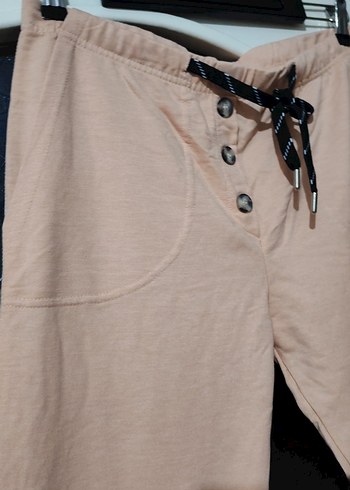 Düğmeli Bej Kadın Rahat Kesim Pantolon - Görsel 2