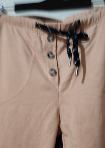 Düğmeli Bej Kadın Rahat Kesim Pantolon - Görsel 3