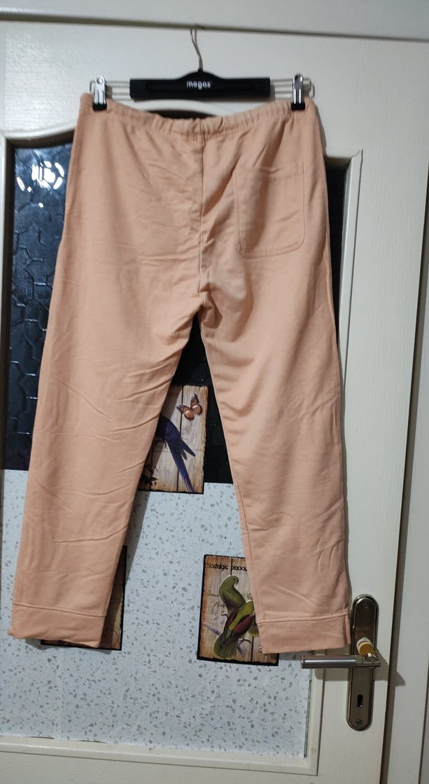 Düğmeli Bej Kadın Rahat Kesim Pantolon - Görsel 4