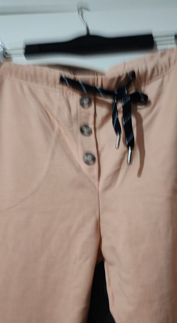 Düğmeli Bej Kadın Rahat Kesim Pantolon - Görsel 3