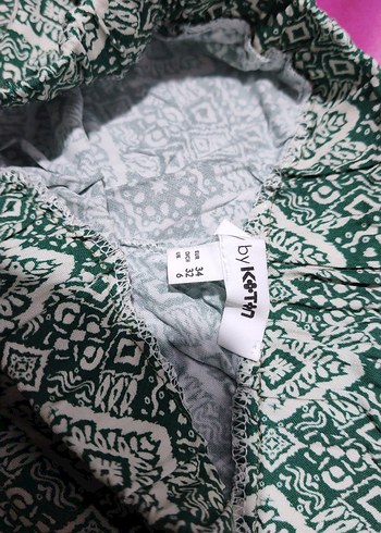 Bohem Desenli Yeşil Kadın Pantolon - Görsel 4