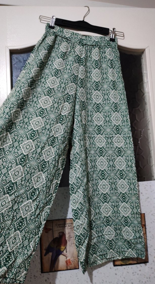 Bohem Desenli Yeşil Kadın Pantolon - Görsel 2