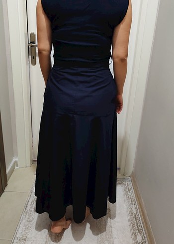 Lacivert Drapeli Uzun Kadın Etek - Görsel 2