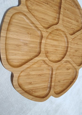 Bohem Tarzı Bej Ahşap Bölmeli Tabak - Görsel 3