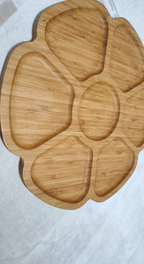 Bohem Tarzı Bej Ahşap Bölmeli Tabak - Görsel 3