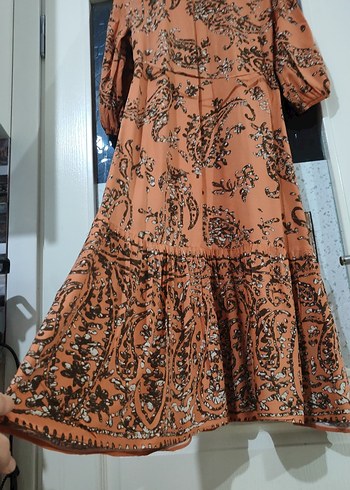 Bohem V Yaka Uzun Kollu Elbise - Görsel 9