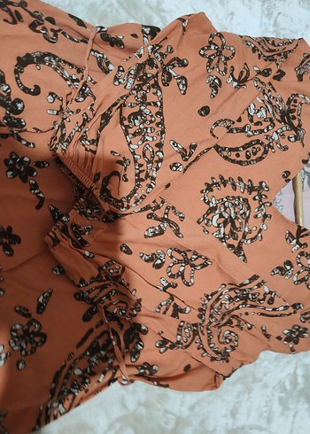 Bohem V Yaka Uzun Kollu Elbise - Görsel 7