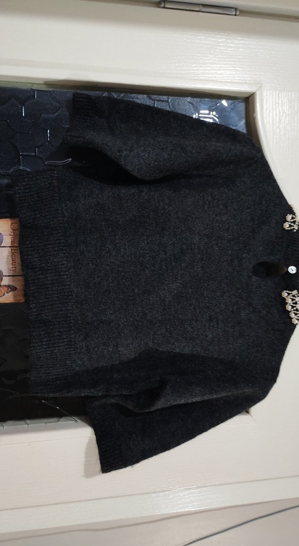 Zincir Detaylı Gri Kadın Triko Kazak - Görsel 5