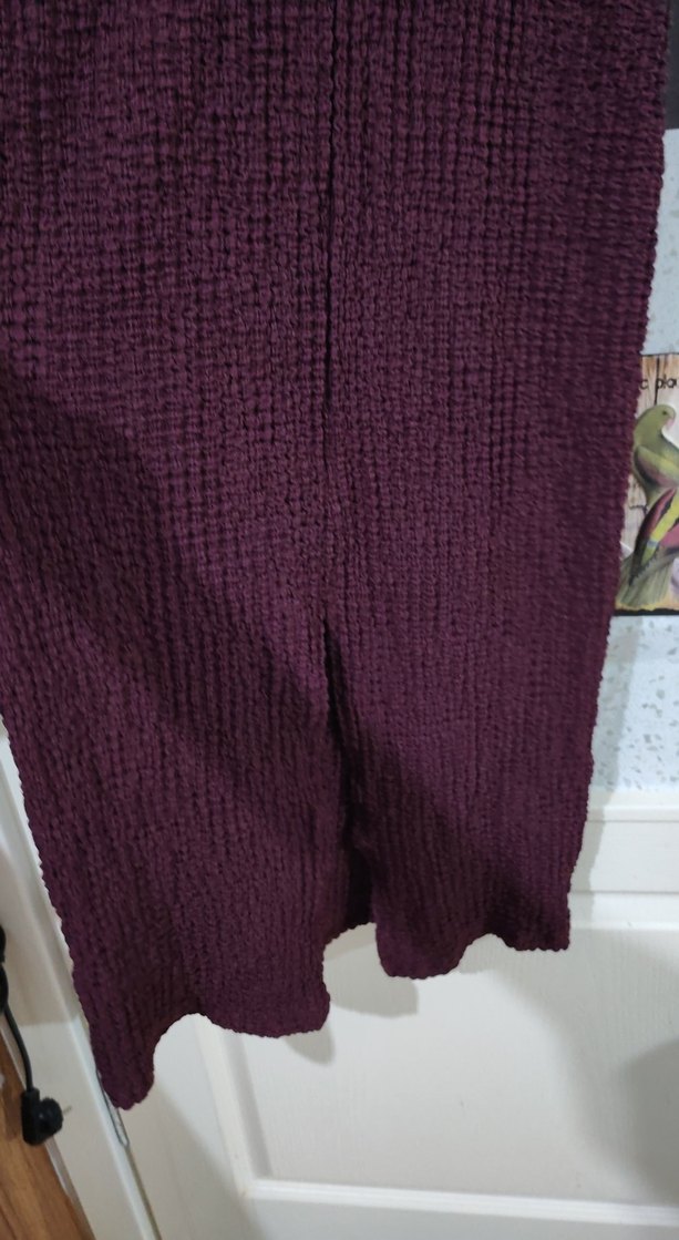 Bordo Örme Uzun Kolsuz Elbise - Görsel 4