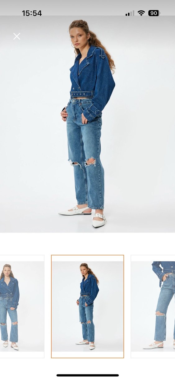 Kadın Mavi Denim Midi Boy Kot Pantolon - Görsel 5