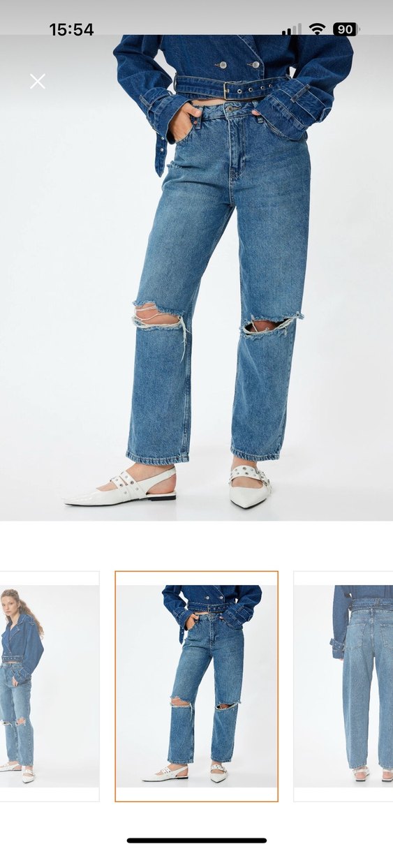 Kadın Mavi Denim Midi Boy Kot Pantolon - Görsel 3