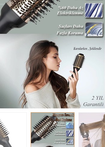 3'ü 1 Arada Saç Şekillendirici Beyaz - Görsel 4